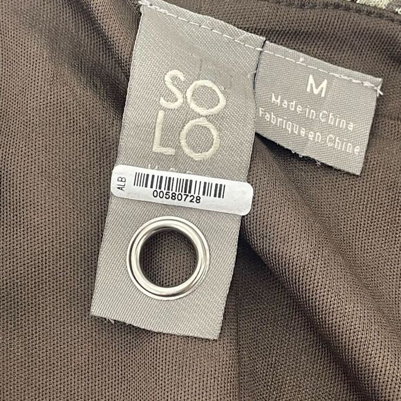 SOLO MODA safari animal print surplice ruched faux wrap sleeveless top medium - Picture 9 of 12